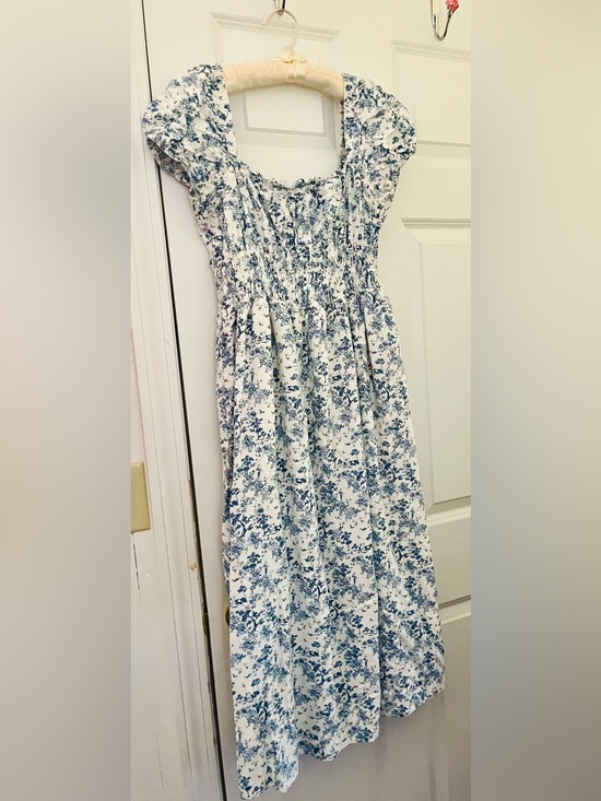 H&M Dresses & Skirts - H&M Linen Blend Dress with Blue and White Toile Floral Print